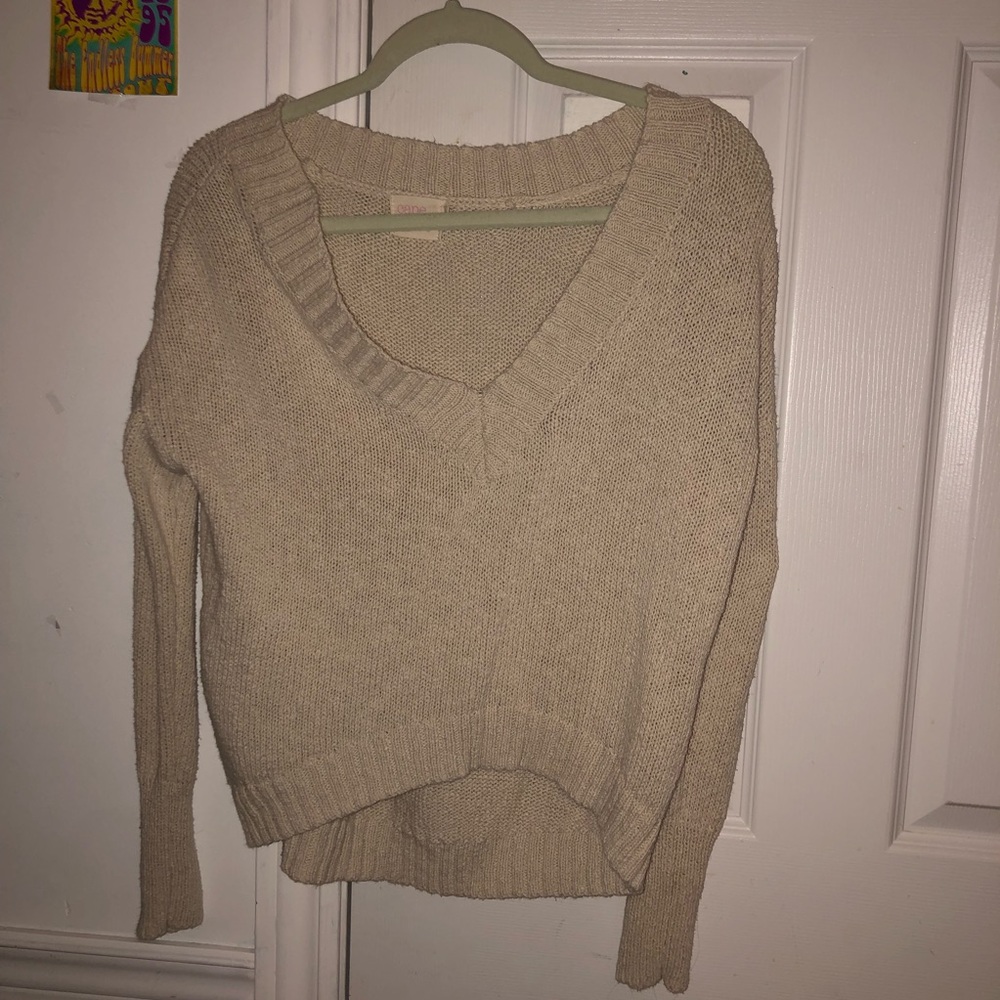 Beige cropped Knit Sweater
